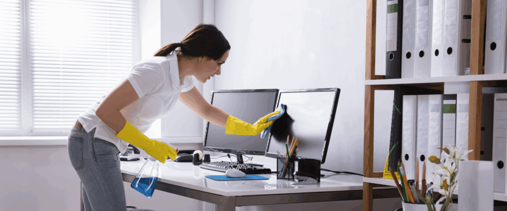 Boost Cleaning Logo Wide/ Office furniture cleaned before lease handover