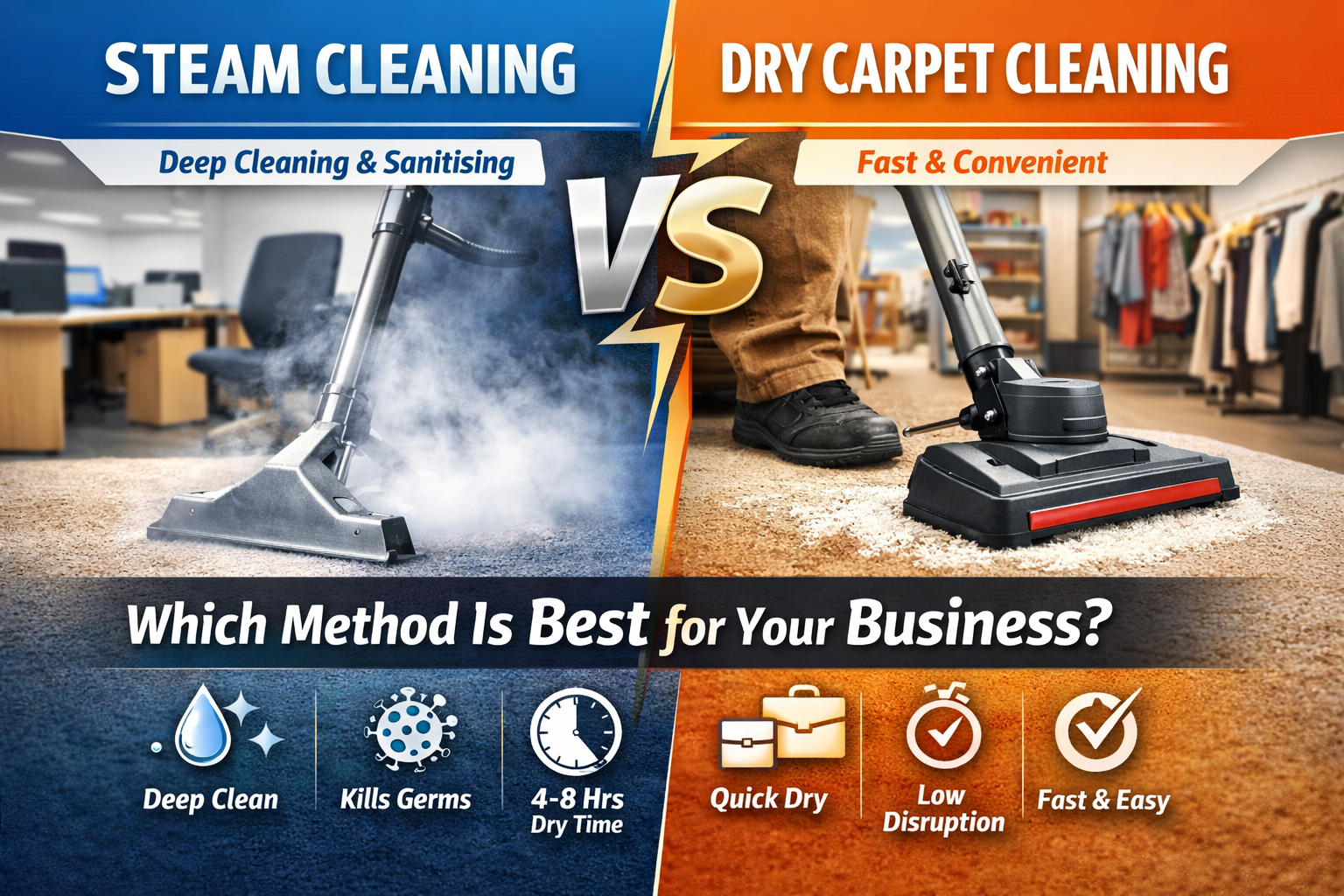 Steam Cleaning vs Dry Carpet Cleaning