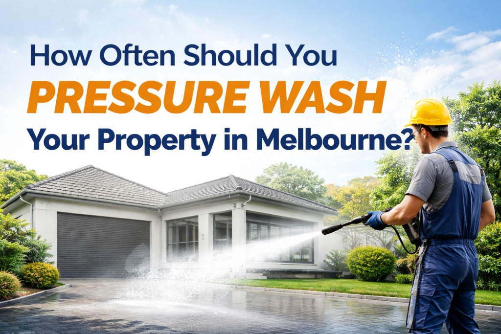 Pressure washing a Melbourne property