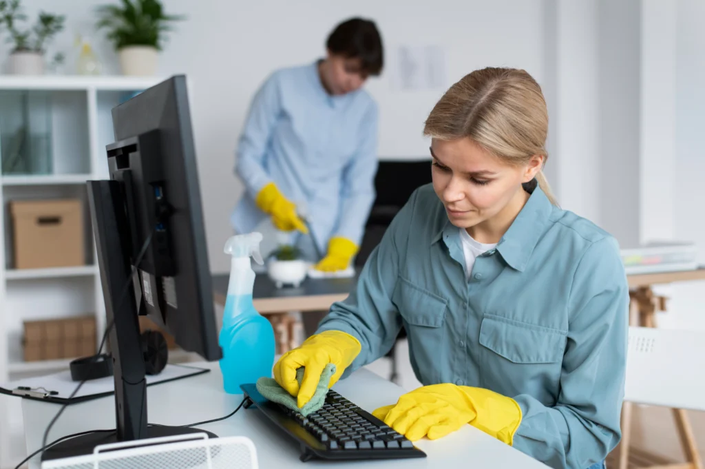 Office Cleaning Melbourne CBD professional cleaning desks and computer workstations