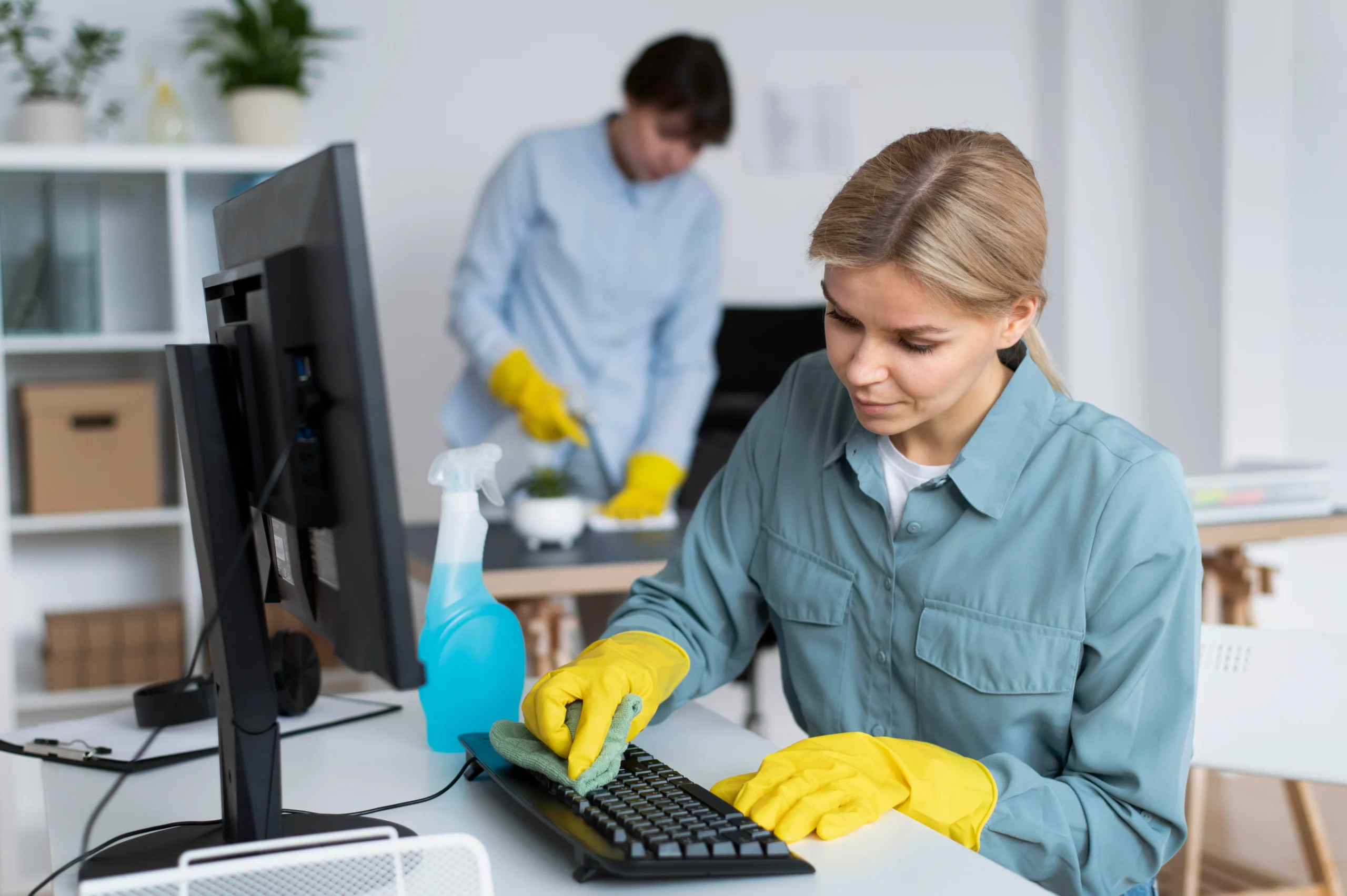 Office Cleaning Melbourne CBD professional cleaning desks and computer workstations